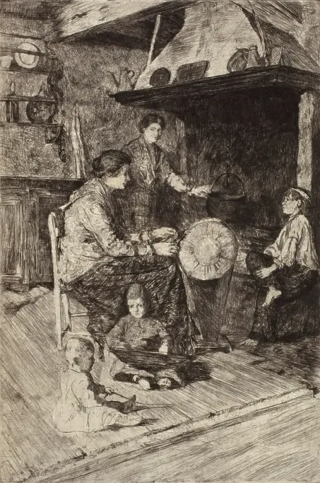 Framed Print : Merlatrice, (lace makers), 1880s. Creator: Otto Henry Bacher