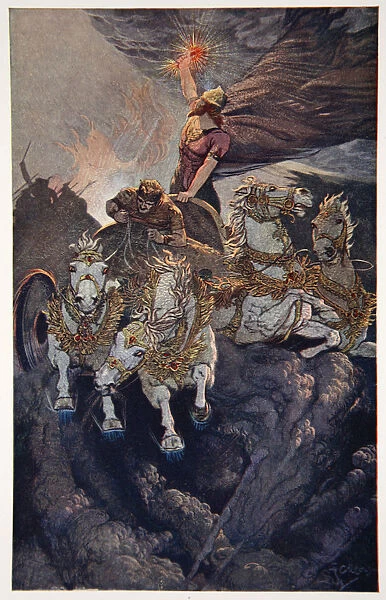Merodach sets forth to attack Tiamat, 1915. Artist: Ernest Wellcousins