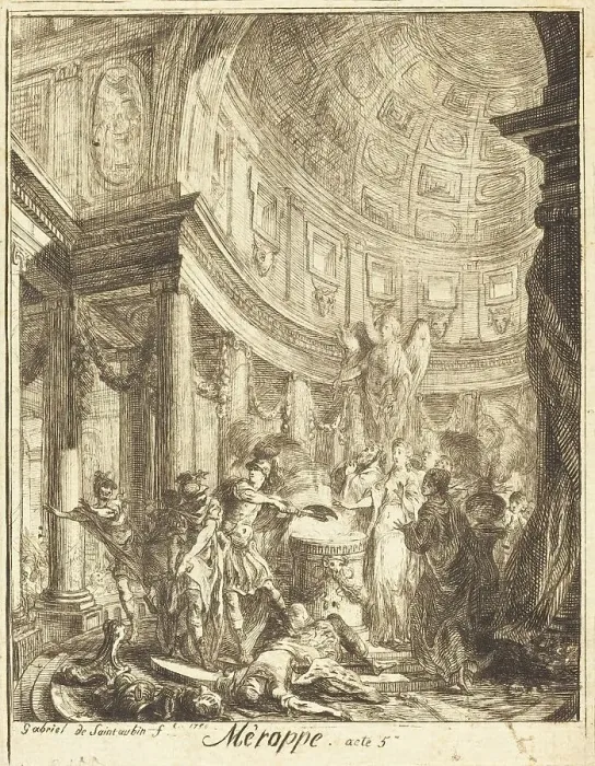 Framed Print : Merope, 1750. Creator: Gabriel de Saint-Aubin Framed Print : Merope, 1750. Creator: Gabriel de Saint-Aubin