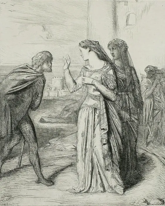 Framed Print : Therefore be merry, Cassio, plate six from Othello, 1844. Creator: Theodore Chasseriau