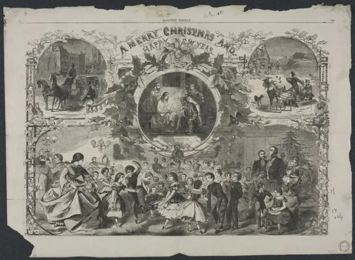 Framed Print : A Merry Christmas and a Happy New Year, 1859. Creator: Winslow Homer (American, 1836-1910) Framed Print : A Merry Christmas and a Happy New Year, 1859. Creator: Winslow Homer (American, 1836-1910)