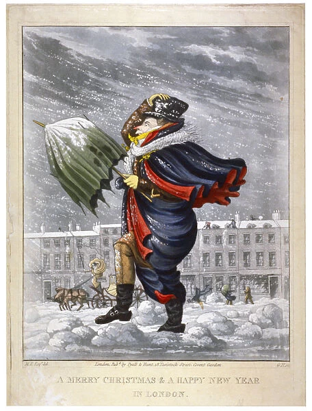A Merry Christmas & a Happy New Year in London, c1825. Artist: George Hunt