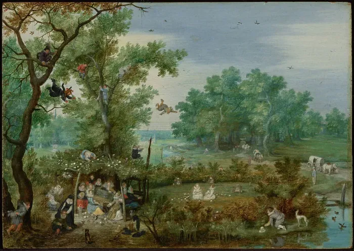 Framed Print : Merry Company in an Arbour, 1615. Creator: Adriaen van de Venne Framed Print : Merry Company in an Arbour, 1615. Creator: Adriaen van de Venne