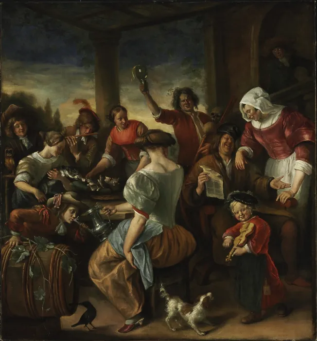 Framed Print : Merry Company in a Pergola, c1675. Creator: Steen, Jan Havicksz (1626-1679) Framed Print : Merry Company in a Pergola, c1675. Creator: Steen, Jan Havicksz (1626-1679)
