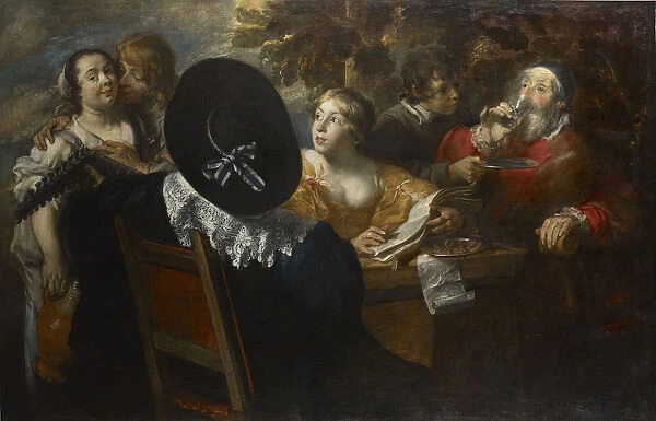 The merry company (The Five Senses), Mid of 17th cen Creator: Cossiers, Jan (1600-1671)