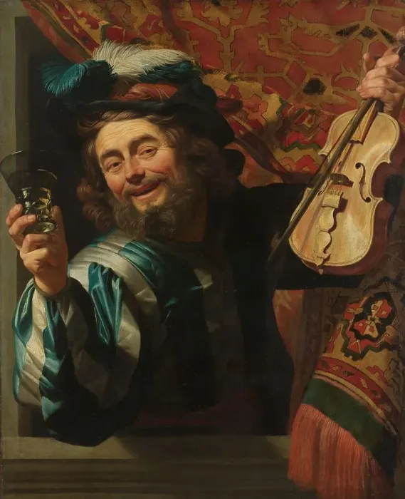 Framed Print : The Merry Fiddler, 1623. Creator: Gerrit van Honthorst