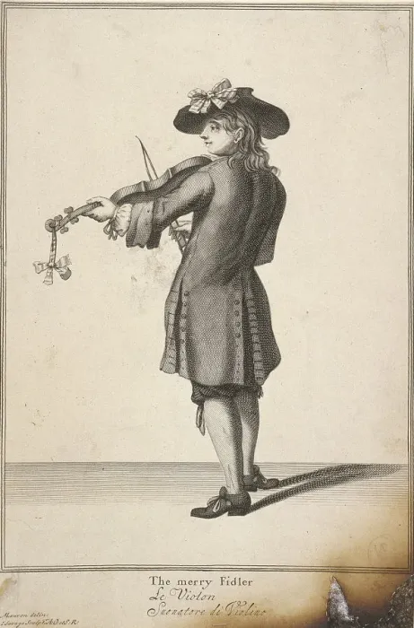 Framed Print : The merry Fidler, Cries of London, (c1688?). Artist: John Savage