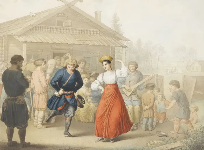 Framed Print : Merry-making Outside a Tavern. Artist: Opiz, Georg Emanuel (1775-1841)