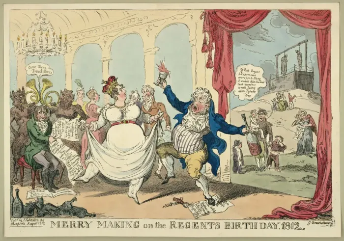 Framed Print : Merry making on the regents birth day, 1812, 1812. Artist: Cruikshank, George (1792-1878) Framed Print : Merry making on the regents birth day, 1812, 1812. Artist: Cruikshank, George (1792-1878)