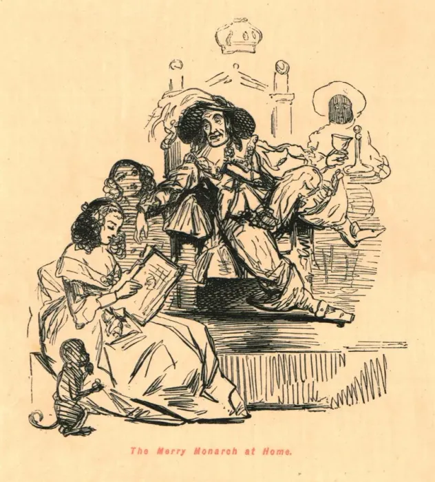 Framed Print : The Merry Monarch at Home, 1897. Creator: John Leech Framed Print : The Merry Monarch at Home, 1897. Creator: John Leech