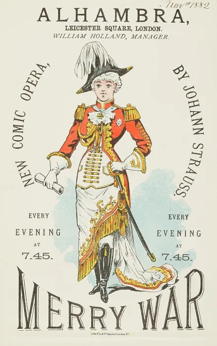 Framed Print : 'Merry War'; New Comic Opera, by Johann Strauss, 1882. Creator: Unknown Framed Print : 'Merry War'; New Comic Opera, by Johann Strauss, 1882. Creator: Unknown