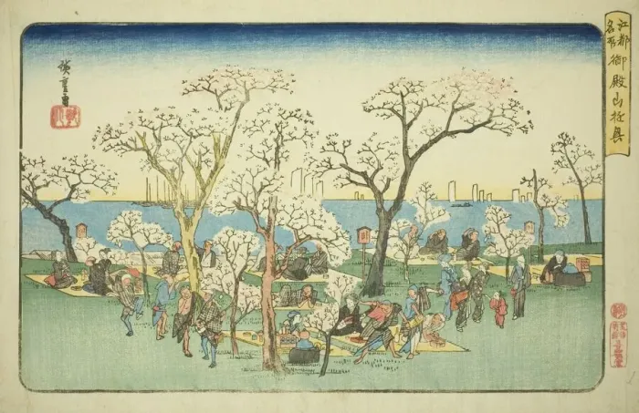 Framed Print : Merrymaking at Goten Hill (Gotenyama yukyo), from the series Famous Places in Edo... c1832 / 34. Creator: Ando Hiroshige. Merrymaking at Goten Hill (Gotenyama yukyo), from the series Famous Places in Edo... c1832 / 34. Creator: Ando Hiroshige Framed Print : Merrymaking at Goten Hill (Gotenyama yukyo), from the series Famous Places in Edo... c1832 / 34. Creator: Ando Hiroshige. Merrymaking at Goten Hill (Gotenyama yukyo), from the series Famous Places in Edo... c1832 / 34. Creator: Ando Hiroshige