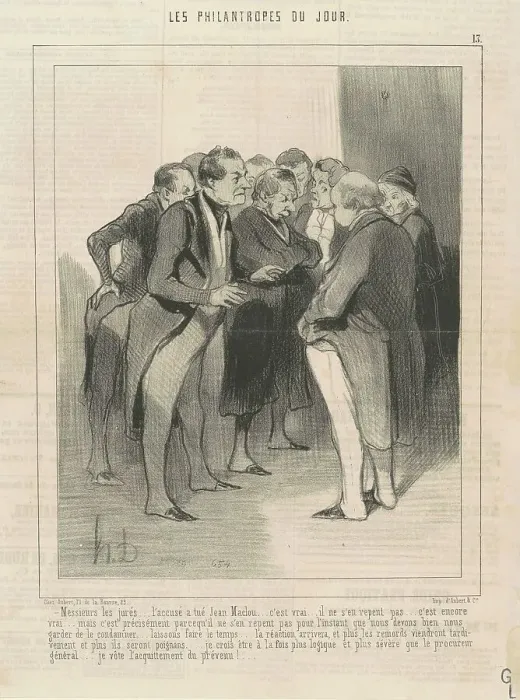 Framed Print : Messieurs les juré... l'accusé a tué Jean Maclou... 19th century. Creator: Honore Daumier Framed Print : Messieurs les juré... l'accusé a tué Jean Maclou... 19th century. Creator: Honore Daumier
