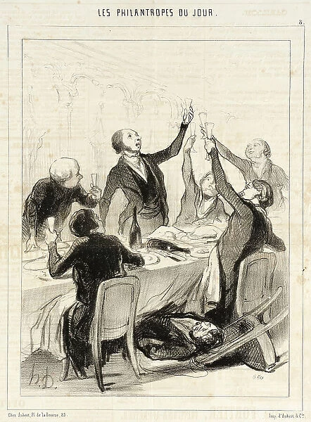 Messieurs...il nous reste un 43me toast à porter à la Société de Temperance!, 1844. Creator: Honore Daumier