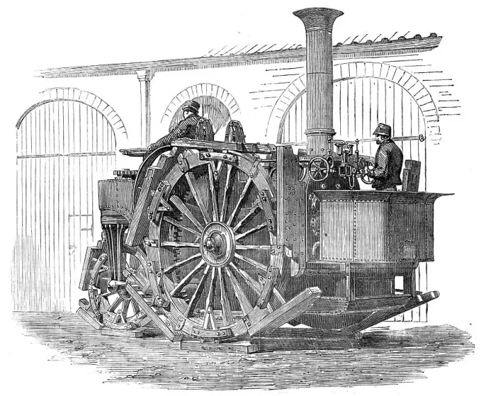 Framed Print : Messrs. Tuxford's Traction-Engine, exhibited at the Smithfield Club Cattle Show, 1857. Creator: Unknown Framed Print : Messrs. Tuxford's Traction-Engine, exhibited at the Smithfield Club Cattle Show, 1857. Creator: Unknown