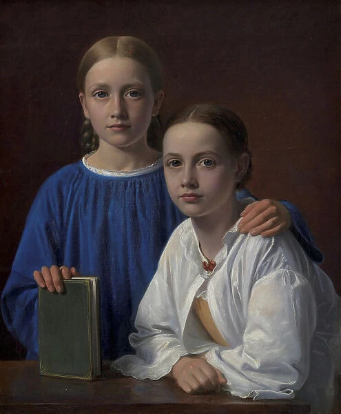 Meta Magdalene Hammerich and the Artist's Daughter Kristiane Konstantin Hansen;Two Young Girls, 1861 Creator: Constantin Hansen