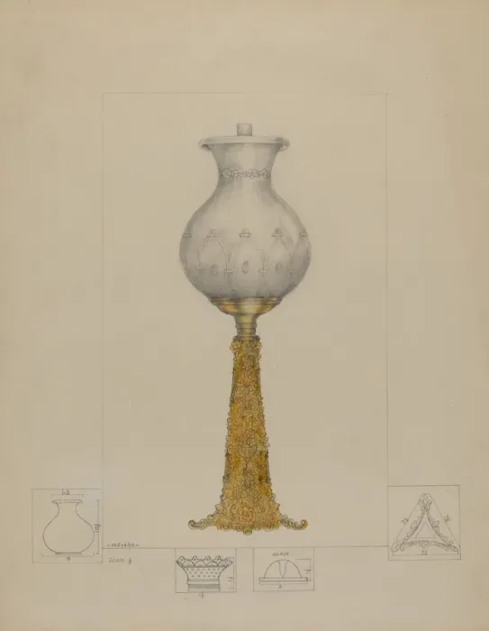 Framed Print : Metal Base Lamp, c. 1936. Creator: Henry Meyers Framed Print : Metal Base Lamp, c. 1936. Creator: Henry Meyers