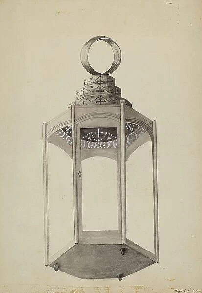 Metal Lantern, c. 1936. Creator: Margaret K. Moore