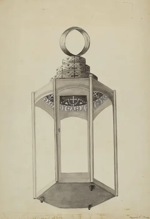 Framed Print : Metal Lantern, c. 1936. Creator: Margaret K. Moore Framed Print : Metal Lantern, c. 1936. Creator: Margaret K. Moore