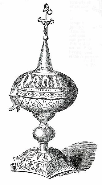 Metal Pyx, 1850. Creator: Unknown