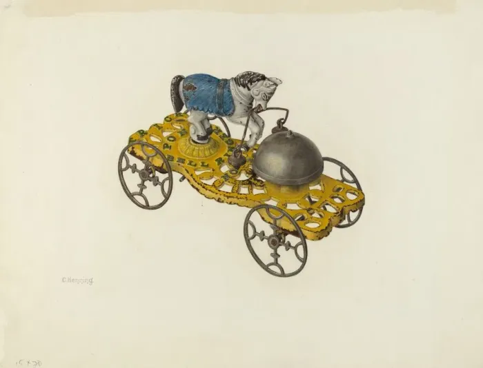 Framed Print : Metal Toy: Trick Pony Bell Ringer, 1935 / 1942. Creator: Charles Henning Framed Print : Metal Toy: Trick Pony Bell Ringer, 1935 / 1942. Creator: Charles Henning