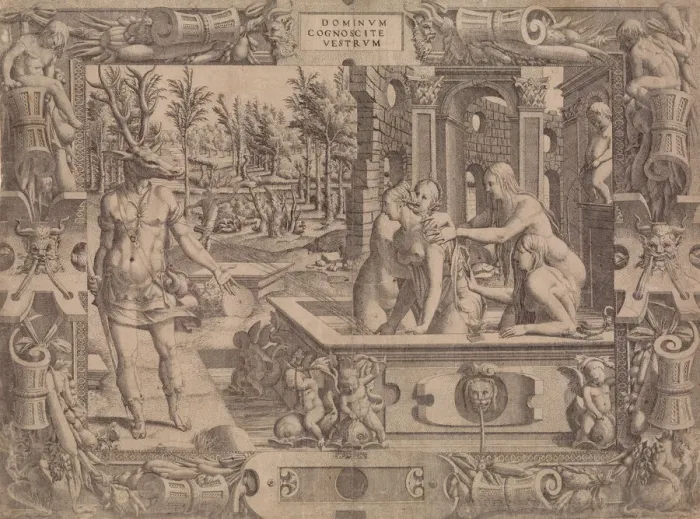 Framed Print : The Metamorphosis of Acteon, 1535-55. Creator: Jean Mignon Framed Print : The Metamorphosis of Acteon, 1535-55. Creator: Jean Mignon