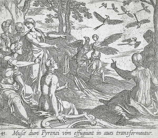 Metamorphosis of the Pierides, published 1606. Creators: Antonio Tempesta, Wilhelm Janson