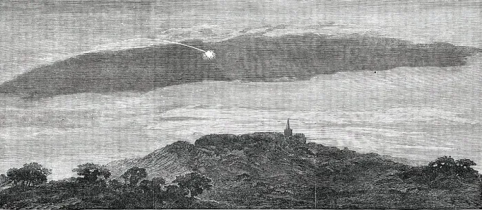 Framed Print : The Meteor of Monday Night (Feb. 11), as seen near Hampstead, 1850. Creator: Unknown Framed Print : The Meteor of Monday Night (Feb. 11), as seen near Hampstead, 1850. Creator: Unknown