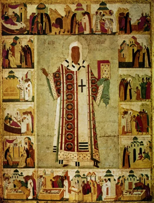 Framed Print : Metropolitan Alexius surrounded by scenes from his life, Russian, 1480. Artist: Dionisy Framed Print : Metropolitan Alexius surrounded by scenes from his life, Russian, 1480. Artist: Dionisy