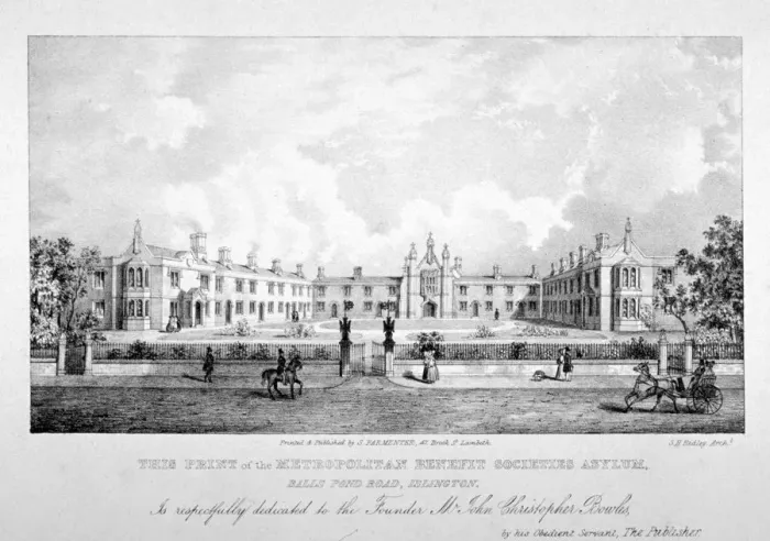 Framed Print : The Metropolitan Benefit Societies Asylum, Balls Pond Road, Islington, London, c1835 Framed Print : The Metropolitan Benefit Societies Asylum, Balls Pond Road, Islington, London, c1835