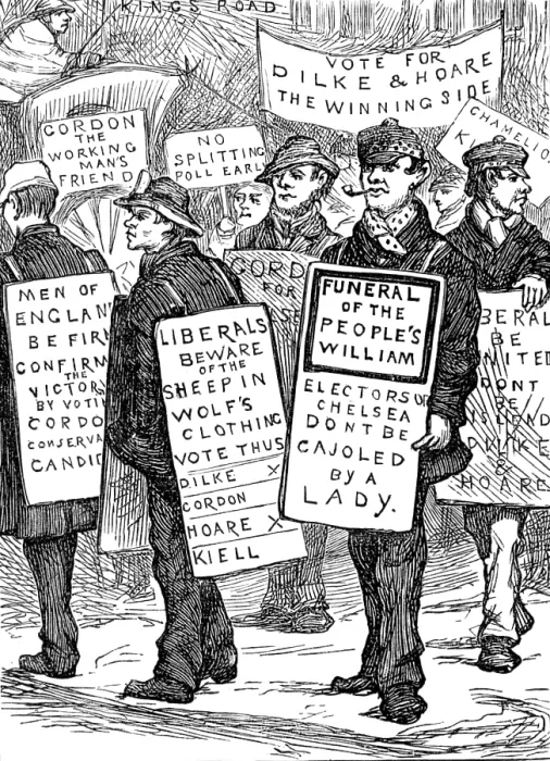 Framed Print : Metropolitan Boroughs election sketches: Chelsea sandwiches, 1874. Creator: Unknown Framed Print : Metropolitan Boroughs election sketches: Chelsea sandwiches, 1874. Creator: Unknown