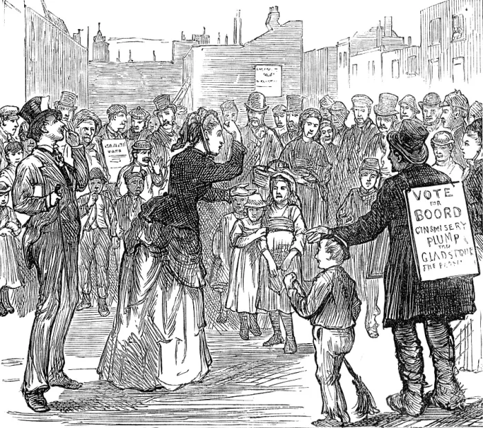 Framed Print : Metropolitan Boroughs election sketches: Woman's Rights, 1874. Creator: Unknown. Metropolitan Boroughs election sketches: Woman's Rights, 1874. Creator: Unknown Framed Print : Metropolitan Boroughs election sketches: Woman's Rights, 1874. Creator: Unknown. Metropolitan Boroughs election sketches: Woman's Rights, 1874. Creator: Unknown
