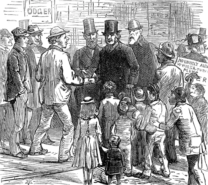 Framed Print : Metropolitan Boroughs election sketches: the working-man's friend, 1874. Creator: Unknown. Metropolitan Boroughs election sketches: the working-man's friend, 1874. Creator: Unknown Framed Print : Metropolitan Boroughs election sketches: the working-man's friend, 1874. Creator: Unknown. Metropolitan Boroughs election sketches: the working-man's friend, 1874. Creator: Unknown