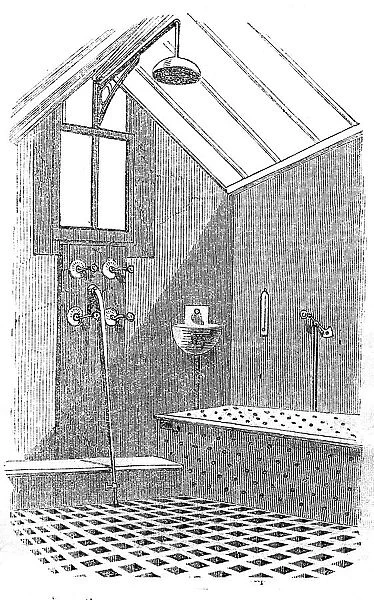 The Metropolitian Baths - the Douche and Shower Bath Room, 1858. Creator: Unknown