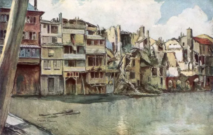 Framed Print : The Meuse River, Verdun, France, June 1916, (1926). Artist: Francois Flameng Framed Print : The Meuse River, Verdun, France, June 1916, (1926). Artist: Francois Flameng