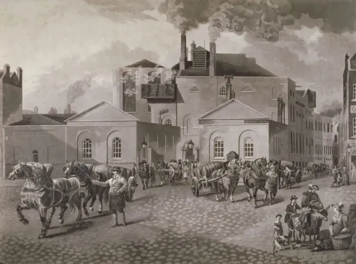 Framed Print : Meuxs Brewery, Tottenham Court Road, London, c1830. Artist: Joseph Constantine Stadler Framed Print : Meuxs Brewery, Tottenham Court Road, London, c1830. Artist: Joseph Constantine Stadler