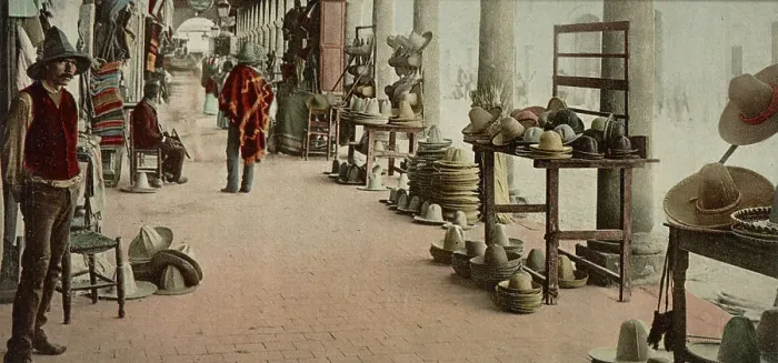 Framed Print : Mexico, portales of market, Aguas Calientes, between 1884 and 1900. Creator: William H. Jackson Framed Print : Mexico, portales of market, Aguas Calientes, between 1884 and 1900. Creator: William H. Jackson