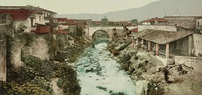 Framed Print : Mexico, view from bridge, Orizaba, between 1884 and 1900. Creator: William H. Jackson Framed Print : Mexico, view from bridge, Orizaba, between 1884 and 1900. Creator: William H. Jackson
