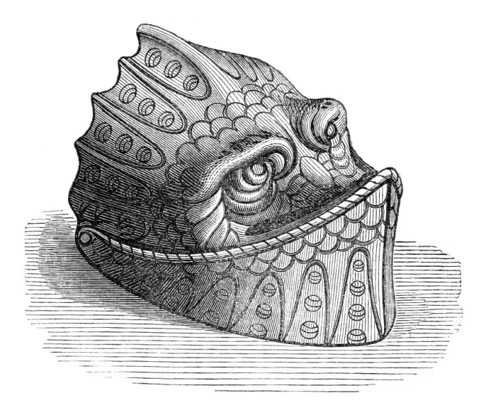 Framed Print : The Meyrick Collection at South Kensington: visor...of a helmet...Spanish, sixteenth century, 1869. Creator: Unknown Framed Print : The Meyrick Collection at South Kensington: visor...of a helmet...Spanish, sixteenth century, 1869. Creator: Unknown