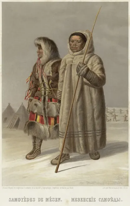 Framed Print : Mezen Samoyeds, 1862. Creator: Karl Fiale Framed Print : Mezen Samoyeds, 1862. Creator: Karl Fiale