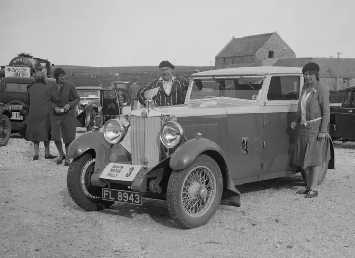 Framed Print : MG 18 / 80 saloon of Mrs R Gough at the B&HMC Brighton Motor Rally, 1930. Artist: Bill Brunell Framed Print : MG 18 / 80 saloon of Mrs R Gough at the B&HMC Brighton Motor Rally, 1930. Artist: Bill Brunell
