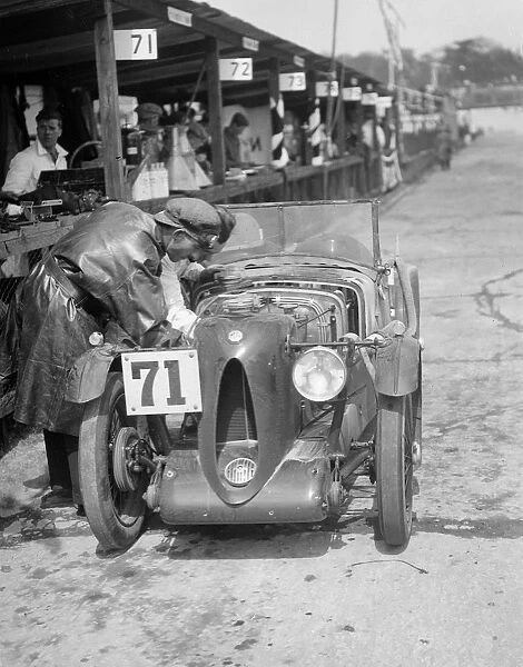 MG C type of Ron Horton and Bill Humphreys in the pits, JCC Double Twelve race, Brooklands, 1931