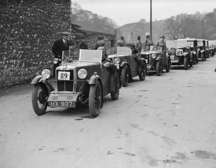 Framed Print : MG M type of EG Farrow at the head of a line of cars competing in the MCC Sporting Trial, 1930 Framed Print : MG M type of EG Farrow at the head of a line of cars competing in the MCC Sporting Trial, 1930
