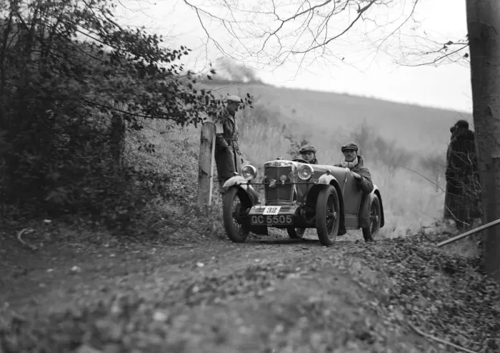 Framed Print : MG M type of JB Carver competing in the Inter-Varsity Trial, November 1931. Artist: Bill Brunell Framed Print : MG M type of JB Carver competing in the Inter-Varsity Trial, November 1931. Artist: Bill Brunell