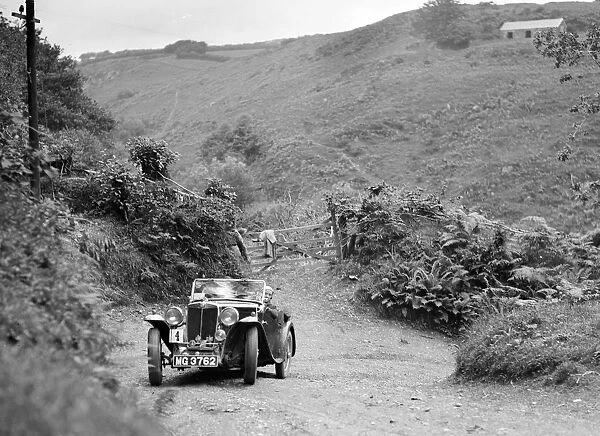 MG Magnette taking part in a motoring trial in Devon, late 1930s. Artist: Bill Brunell