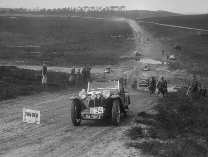 Framed Print : MG PA competing in a motoring trial, Bagshot Heath, Surrey, 1930s. Artist: Bill Brunell Framed Print : MG PA competing in a motoring trial, Bagshot Heath, Surrey, 1930s. Artist: Bill Brunell