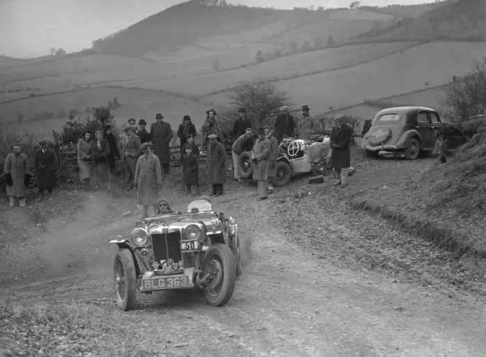 Framed Print : MG PA of J Twyford competing in the MG Car Club Midland Centre Trial, 1938. Artist: Bill Brunell Framed Print : MG PA of J Twyford competing in the MG Car Club Midland Centre Trial, 1938. Artist: Bill Brunell