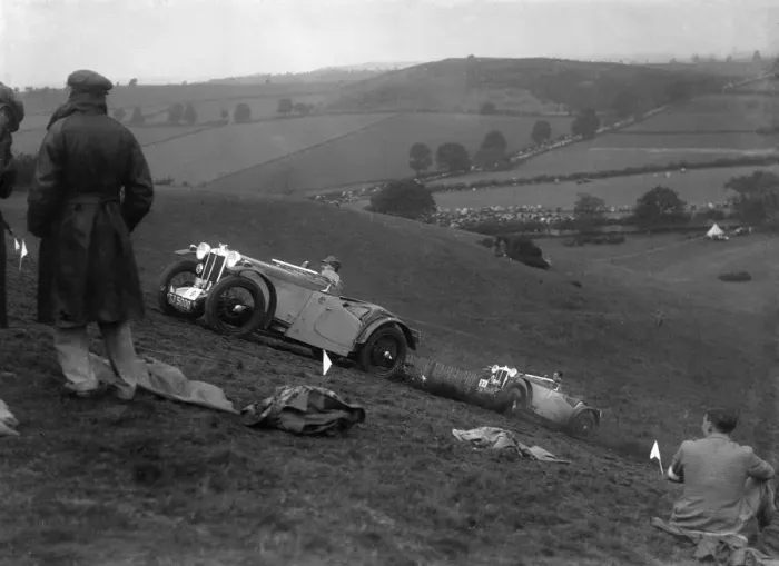 Framed Print : Two MG PAs competing in the Singer CC Rushmere Hill Climb, Shropshire 1935. Artist: Bill Brunell Framed Print : Two MG PAs competing in the Singer CC Rushmere Hill Climb, Shropshire 1935. Artist: Bill Brunell