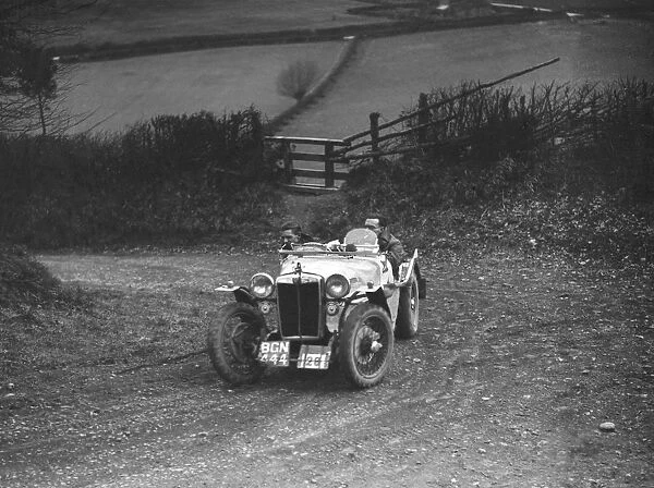 MG PB of K Scales competing in the MG Car Club Midland Centre Trial, 1938. Artist: Bill Brunell