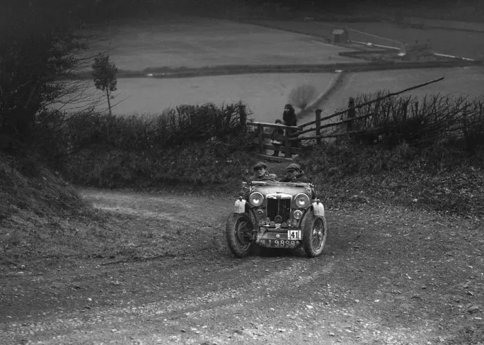Framed Print : MG PB of WJ Green competing in the MG Car Club Midland Centre Trial, 1938. Artist: Bill Brunell Framed Print : MG PB of WJ Green competing in the MG Car Club Midland Centre Trial, 1938. Artist: Bill Brunell